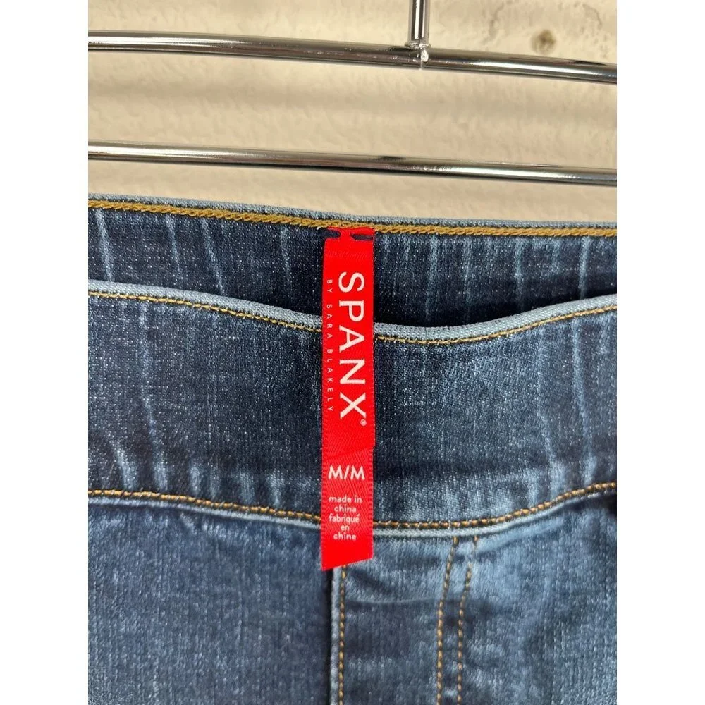 Spanx‎ Distressed Denim Legging sz M cropped stretchy - Picture 2 of 8